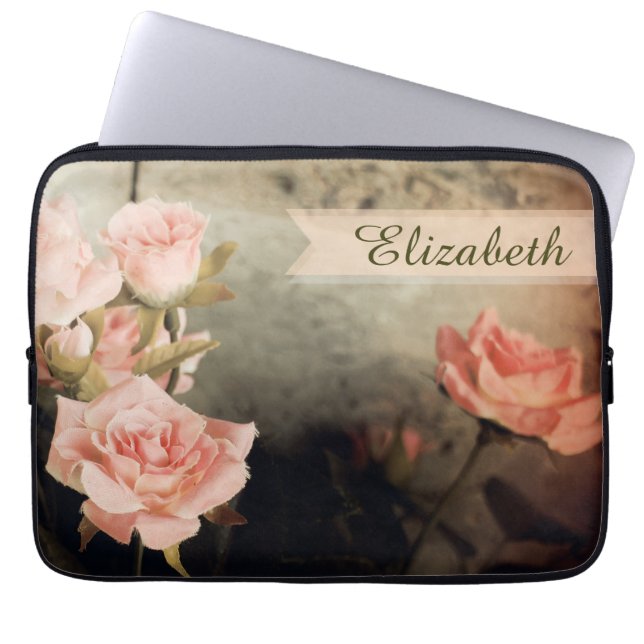 Housse Pour Ordinateur Portable Nom personnalisé rose rose (Devant)
