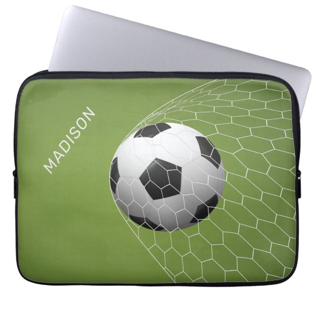 Housse Pour Ordinateur Portable Nom personnalisé Soccer objectif portable manches (Devant)