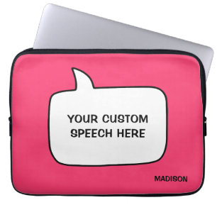 Housse Pour Ordinateur Portable Nom personnalisé, texte et couleur bulles vocales