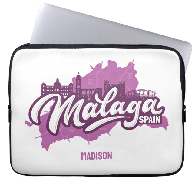 Housse Pour Ordinateur Portable Nom personnalisé / Texte Malaga Espagne (Devant)