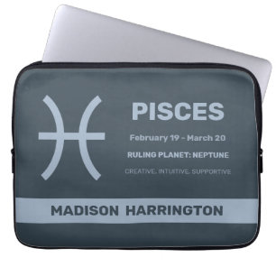 Housse Pour Ordinateur Portable Nom personnalisé / Texte Zodiac Signes Poissons