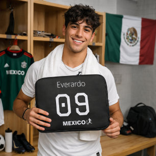 Housse Pour Ordinateur Portable Nom personnel de football mexicain minimaliste noi
