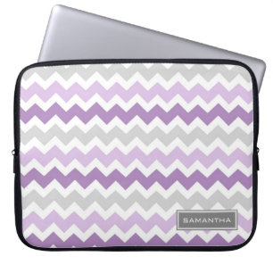 Housse Pour Ordinateur Portable Nom pourpre de coutume d'Ombre Chevron