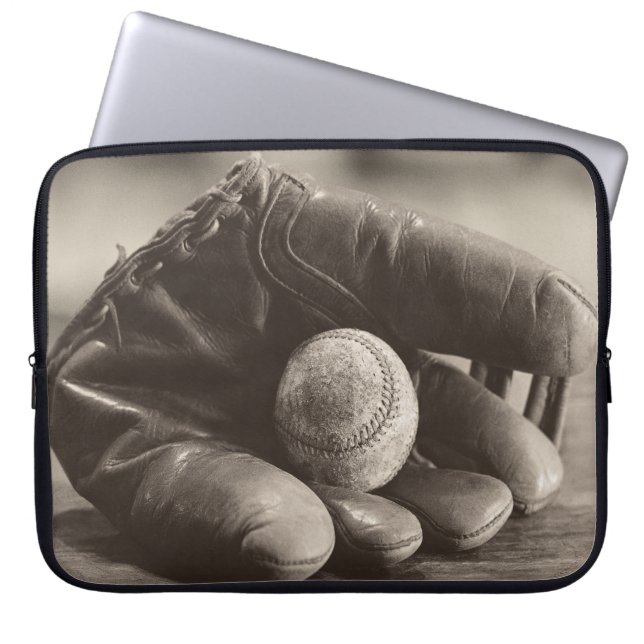 Housse Pour Ordinateur Portable Nostalgie du baseball - Mitt et Baseball (Devant)