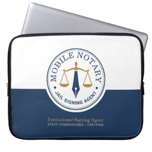 Housse Pour Ordinateur Portable Notaire mobile personnalisé Signature légale Bleu 