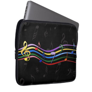 Housse Pour Ordinateur Portable Notes de musique couleur arc-en-ciel
