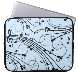 Housse Pour Ordinateur Portable Notes de musique fantaisie Bleu