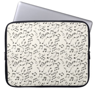 Housse Pour Ordinateur Portable Notes de musique rétro beige Arrière - plan Port