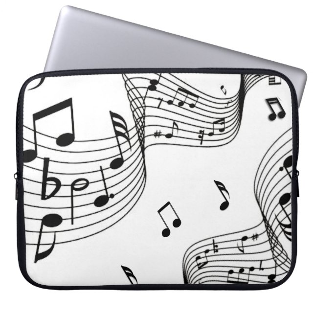 Housse Pour Ordinateur Portable Notes de musique sur blanc  (Devant)
