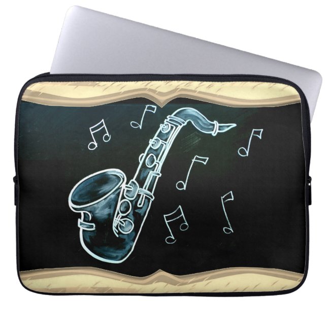 Housse Pour Ordinateur Portable Notes de saxophone et de musique (Devant)