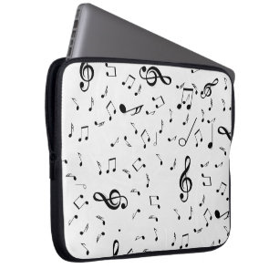 Housse Pour Ordinateur Portable Notes musicales sur le blanc