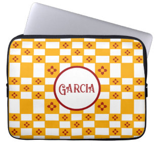 Housse Pour Ordinateur Portable Nouveau-Mexique Zia Jaune Rouge Blanc Carrés