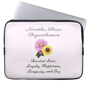 Housse Pour Ordinateur Portable Novembre Mois de naissance Fleur Chrysanthème