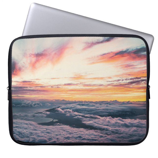 HOUSSE POUR ORDINATEUR PORTABLE NUAGES BLANCS À L'HEURE D'OR (Devant)