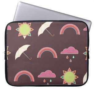 Housse Pour Ordinateur Portable Nuages, pluie, soleil, motif parapluie.