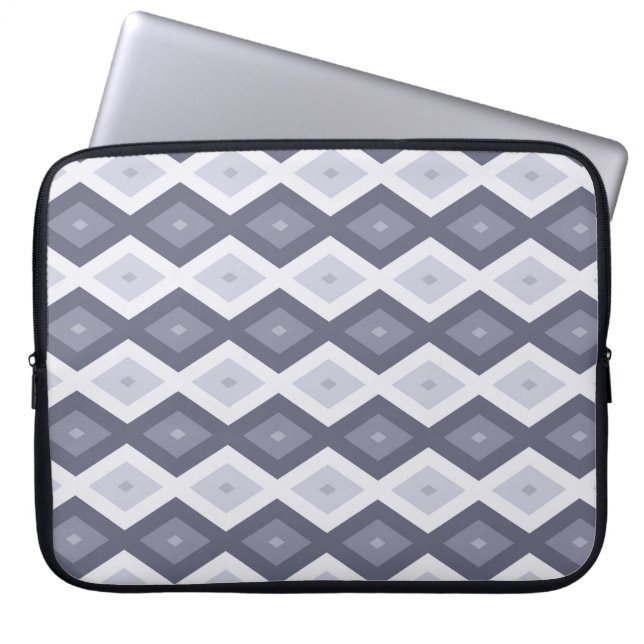 Housse Pour Ordinateur Portable Nuances de bleu gris motif diamant (Devant)