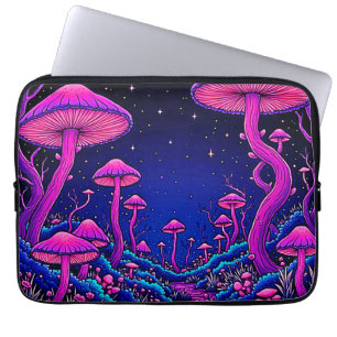 Housse Pour Ordinateur Portable Nuit de forêt de champignons psychédélique