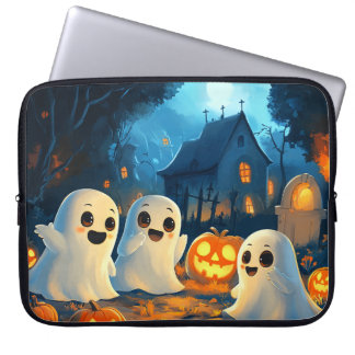Housse Pour Ordinateur Portable Nuit Fantaisiste et Effrayante Petits Fantômes de