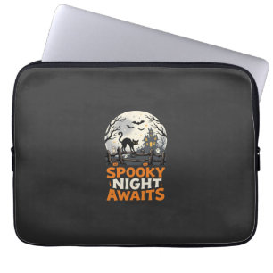 Housse Pour Ordinateur Portable Nuit Sombre de Halloween au Clair de Lune