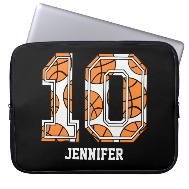 Housse Pour Ordinateur Portable Numéro de basket-ball personnalisé 10 (Devant)