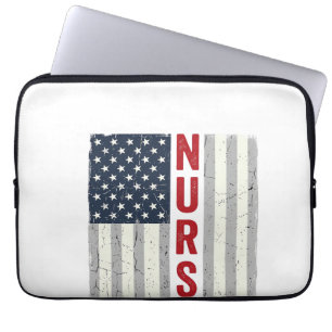 Housse Pour Ordinateur Portable Nurse Drapeau Américain Vintage Gravure Design de