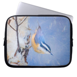 Housse Pour Ordinateur Portable Nuthatch à poitrine rouge Peinture d'art original