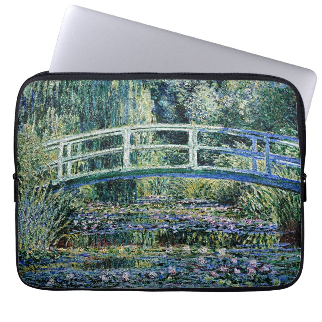 Housse Pour Ordinateur Portable Nymphéas et Pont Japonais, (Devant)