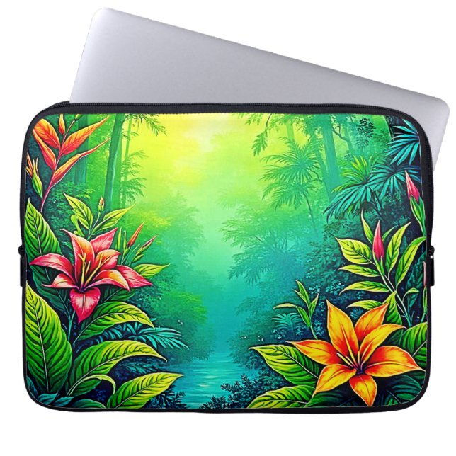 Housse Pour Ordinateur Portable Oasis de la jungle tropicale luxuriante (Devant)