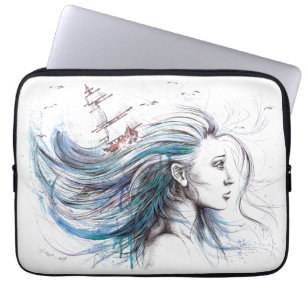 Housse Pour Ordinateur Portable Ocean girl Naureal Watercolor art
