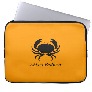 Housse Pour Ordinateur Portable Ocean Glow_Black sur Orange Crab_personalisé