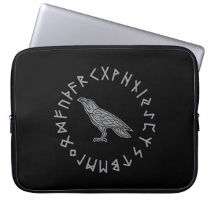 Housse Pour Ordinateur Portable Odin Raven Crow Viking Mythologie runes runes runi