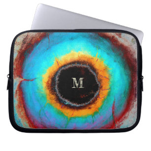 Housse Pour Ordinateur Portable Oeil cosmique éthéré Monogramme Abstrait Vibrant A