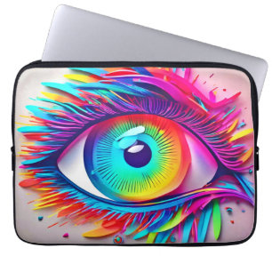 Housse Pour Ordinateur Portable Œuvre d'art abstraite d'œil néon vibrant