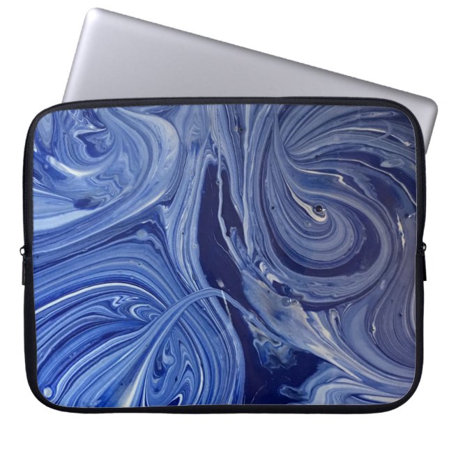 Housse Pour Ordinateur Portable OEuvre d'art bleu et blanc (Devant)
