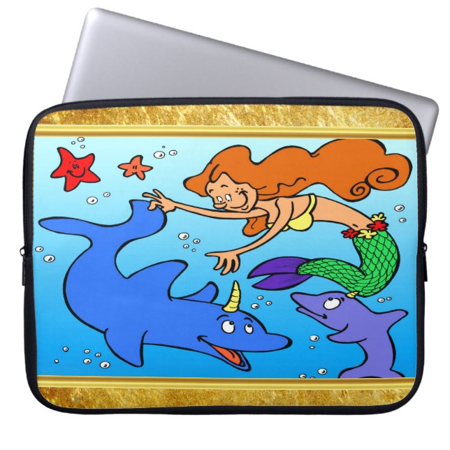 Housse Pour Ordinateur Portable OEuvre d'art de la bande dessinée Mermaid océaniqu (Devant)