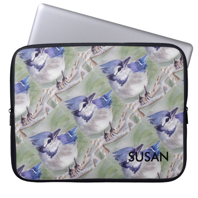 HOUSSE POUR ORDINATEUR PORTABLE OISEAU BLEU (Devant)