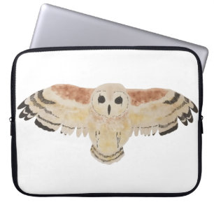 Housse Pour Ordinateur Portable Oiseau d'aquarelle de la Chouette des Marais