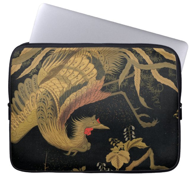 Housse Pour Ordinateur Portable Oiseau de coq d'or Classique japonais Antique (Devant)