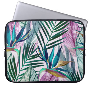 Housse Pour Ordinateur Portable Oiseau de paradis tropical, motif d'aquarelle