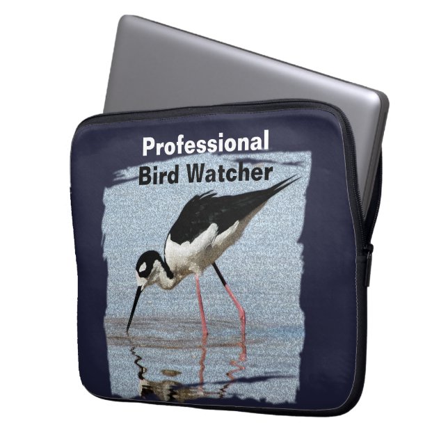 Housse Pour Ordinateur Portable Oiseau professionnel Oiseau noir blanc (devant gauche)