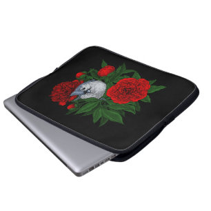 Housse Pour Ordinateur Portable Oiseau sur un bouquet de pivoine rouge