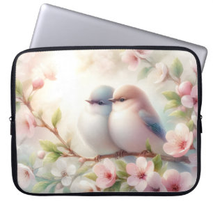 Housse Pour Ordinateur Portable Oiseaux d'amour printaniers à fleurs de cerisier