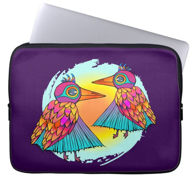 Housse Pour Ordinateur Portable Oiseaux de couleur (Devant)