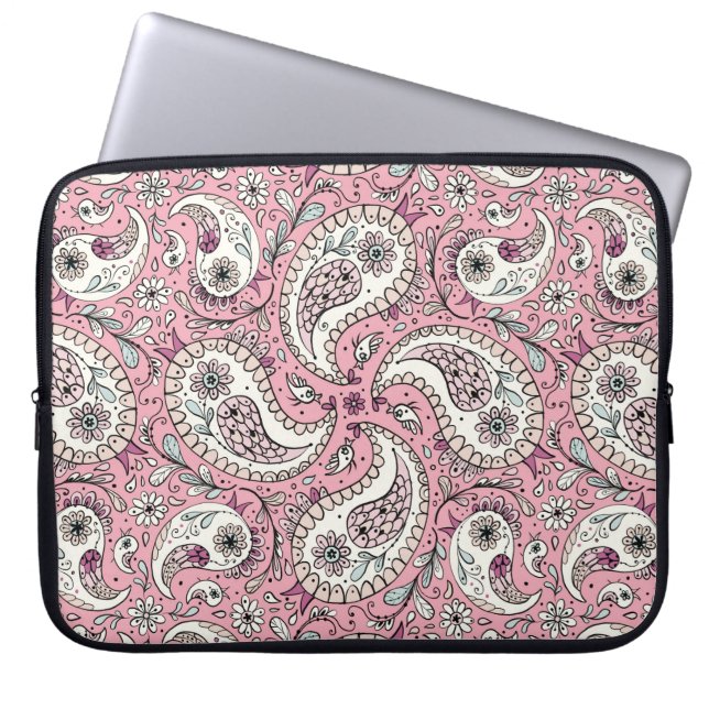 Housse Pour Ordinateur Portable Oiseaux de marguerite en rose bébé (Devant)
