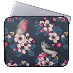 Housse Pour Ordinateur Portable Oiseaux et fleurs