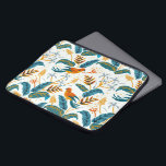 Housse Pour Ordinateur Portable Oiseaux exotiques tropicaux et motif feuille<br><div class="desc">Aquarelles modernes colorés oiseaux exotiques et luxuriants feuilles tropicaux sans couture motif.</div>