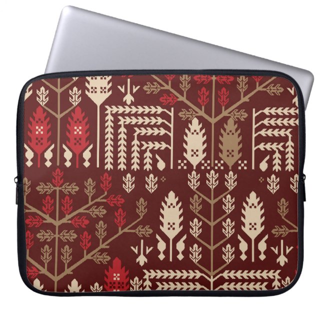 Housse Pour Ordinateur Portable Oiseaux Fleurs Motif bleu foncé (Devant)