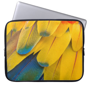 HOUSSE POUR ORDINATEUR PORTABLE OISEAUX JAUNES BLEUS ET ROUGES DE FLEURS DE PARADI
