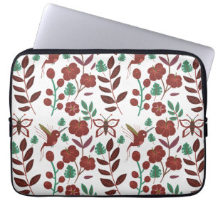 Housse Pour Ordinateur Portable Oiseaux motifs et papillons floraux sans soudure