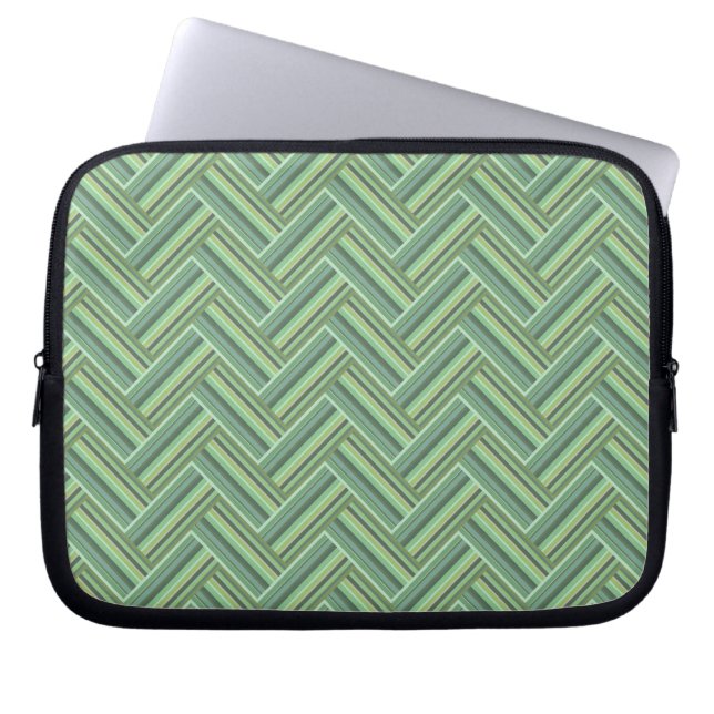 Housse Pour Ordinateur Portable Olive green stripes double weave (Devant)